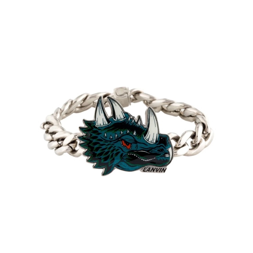 Lanvin Dinosaur Curb Bracelet in Silver Steel